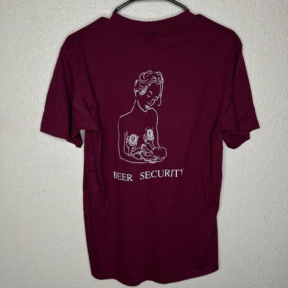 VTG 90’s Funny BEER SECURITY Graphic Shirt Single Stich Made In USA Large - Picture 2 of 6